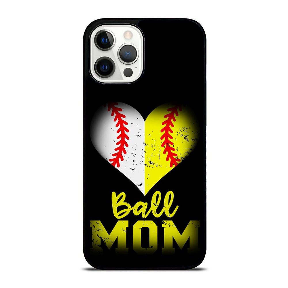 Ball Mom Heart Funny Baseball Softball Mom iPhone Case